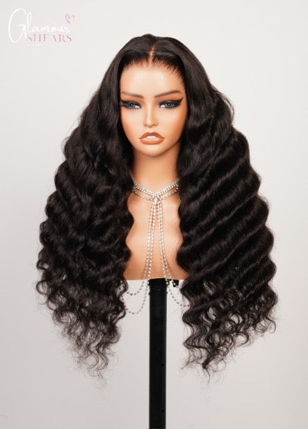 GlamourShears Glueless 13x6 Loose Body Wave Natural Black and Natural Edges
