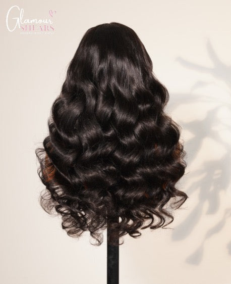GlamourShears Glueless 13x6 Lace Frontal Body Wave Natural Black and Natural Edges