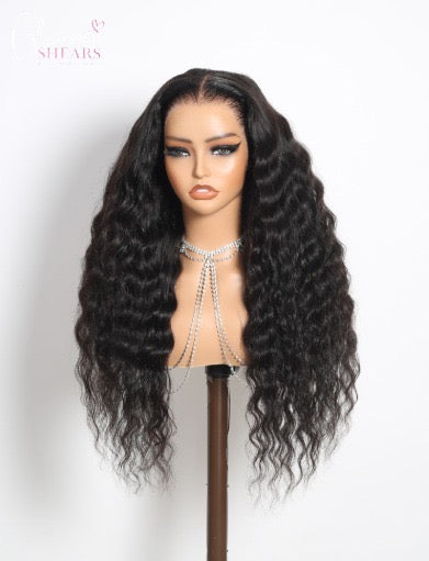 GlamourShears Glueless 13x4 Lace Frontal Natural Curly Natural Black and Natural Edges