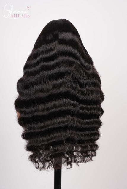 GlamourShears Glueless 13x6 Loose Body Wave Natural Black and Natural Edges