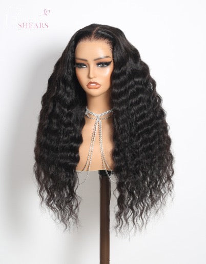 GlamourShears Glueless 13x4 Lace Frontal Natural Curly Natural Black and Natural Edges