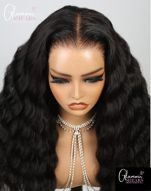 GlamourShears Glueless 13x4 Lace Frontal Natural Curly Natural Black and Natural Edges