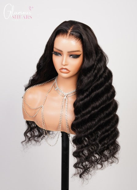 GlamourShears Glueless 13x6 Loose Body Wave Natural Black and Natural Edges