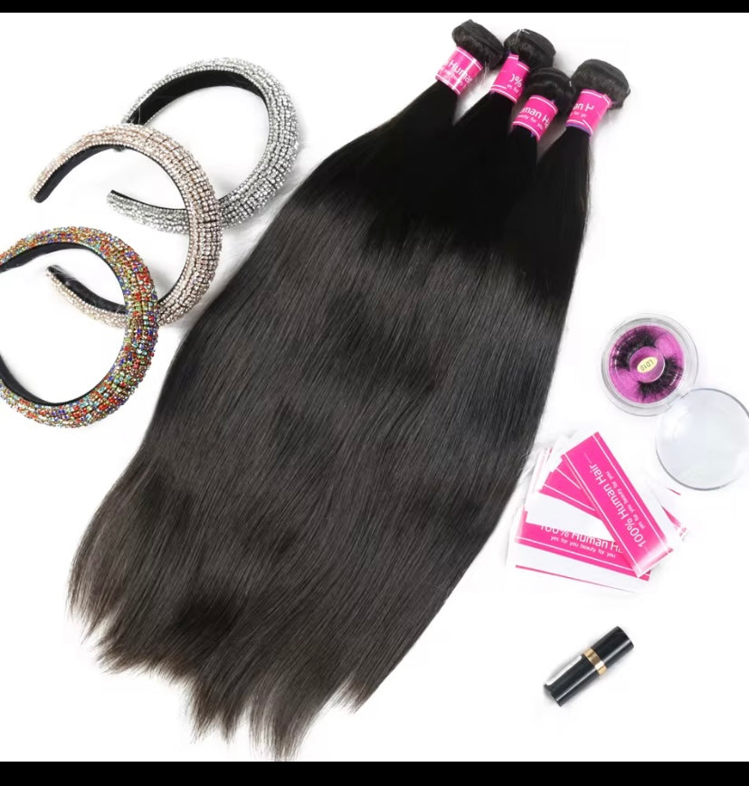 100% Virgin Human Hair Bundles – (2) 20inches straight,Natural Black (10A)